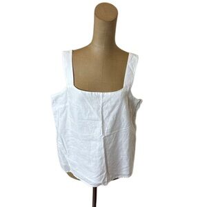 J Crew Linen Blend White Tank Top Women’s Size Large